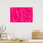 Heet roze lijnkunst  poster (Keuken)