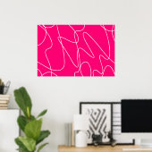 Heet roze lijnkunst  poster (Thuiskantoor)