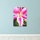 Heet Roze lily waterverf pop kunst schilderij Canvas Afdruk (Insitu (Houten vloer))