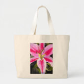 Heet Roze lily waterverf pop kunst schilderij Grote Tote Bag (Voorkant)