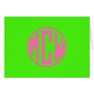 Heet Roze Limegroene Preppy Cirkel Monogram DIY BG