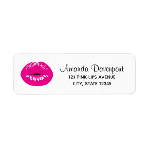 Heet roze lippen glamoureuze illustratie etiket