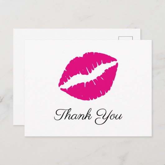 Heet roze lippenstift Kus Elegant Dank je wel Briefkaart (Voorkant / Achterkant)