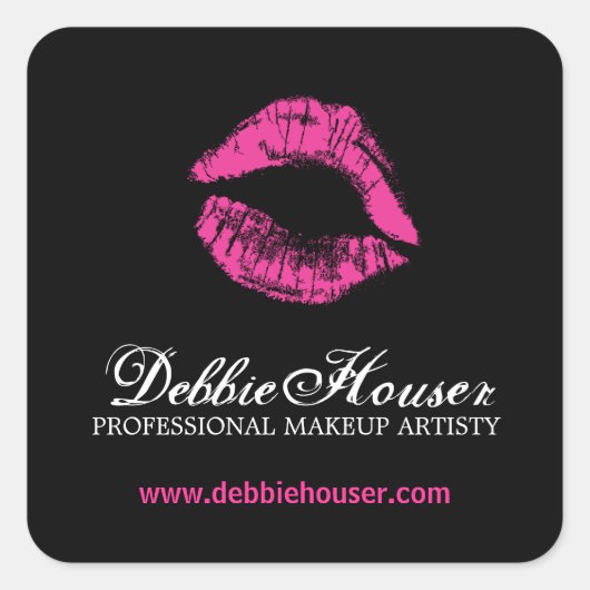 Heet Roze Lipstick Cosmetica Sticker (Voorkant)