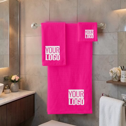 Heet Roze - logo toevoegen Bad Handdoek