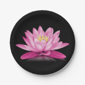 Heet roze lotusbloem papieren bordje (Voorkant)