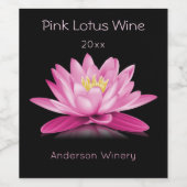 Heet roze lotusbloem wijn etiket (Enkel label)