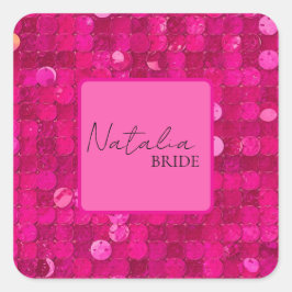 Heet Roze Lovertjes Vierkante Sticker