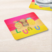 Heet Roze Luau Kartonnen Onderzetters (Schuin)