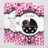 Heet roze luipaard Afro-Amerikaanse babyshower voo Kaart (Voorkant / Achterkant)