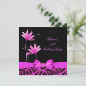 Heet Roze Luipaard Bloem Verjaardagsfeestje Kaart (Staand voorkant)