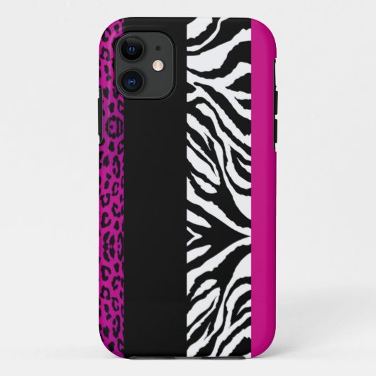 Heet Roze Luipaard en Zebra Aangepaste Dierenprint Case-Mate iPhone Case (Achterkant)