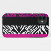 Heet Roze Luipaard en Zebra Aangepaste Dierenprint Case-Mate iPhone Case (Achterkant (horizontaal))