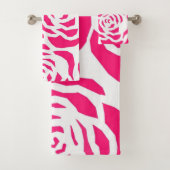 Heet roze luipaard print badkamer handdoek sets (Insitu)