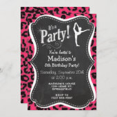 Heet roze luipaard print; balletdanser kaart (Voorkant / Achterkant)