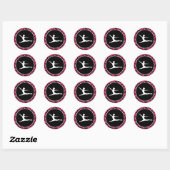 Heet roze luipaard print; balletdanser ronde sticker (Vel)