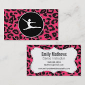 Heet roze luipaard print; balletdanser visitekaartje (Voorkant / Achterkant)