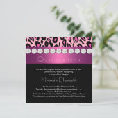 Heet roze luipaard Quinceanera Kaart (Staand voorkant)