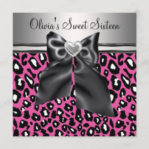 Heet roze Luipaard Sweet Sixteen Verjaardag Kaart