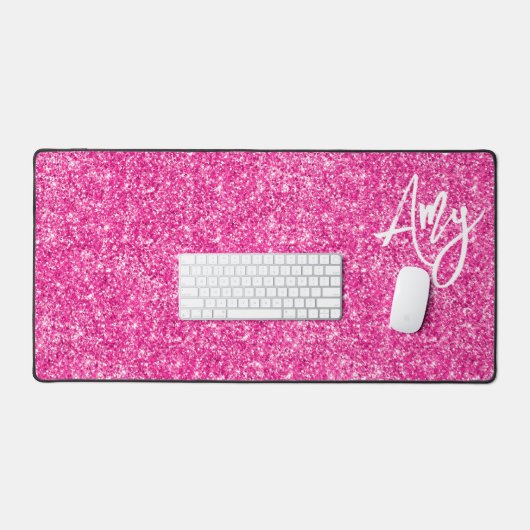 Heet Roze Luxe Glitter Bureaumat (Keyboard & Muis)