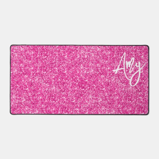 Heet Roze Luxe Glitter Bureaumat (Voorkant)