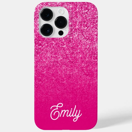 Heet Roze Luxe Glitter en Ombre Case-Mate iPhone Case (Achterkant)