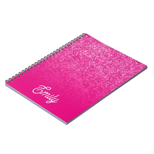 Heet Roze Luxe Glitter en Ombre Notitieboek (Linkerzijde)