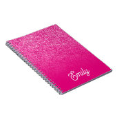 Heet Roze Luxe Glitters en Ombre Notitieboek (Rechterzijde)