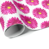 Heet Roze Madelief Bloemige Inpakpapier (Rol Hoek)
