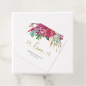 Heet roze magenta bloem elegante gouden script har bedankjes labels (In situ)