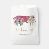 Heet roze magenta bloem elegante gouden script har bedankzakje (Voorkant)