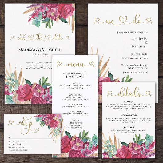 Heet roze magenta bloem elegante gouden script har handwaaier