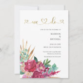 Heet roze magenta bloem elegante gouden script har kaart (Voorkant)