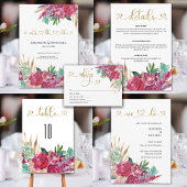 Heet roze magenta bloem elegante gouden script har save the date