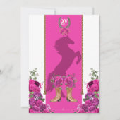 Heet Roze Magenta Bloemen Western Charro Quinceañe Kaart (Achterkant)