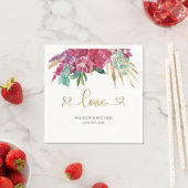 Heet Roze Magenta Bloemige Elegante Gouden Schrift Servet (Insitu)