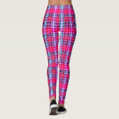 Heet Roze Magenta Dichte Moderne Tartan Leggings (Achterkant)