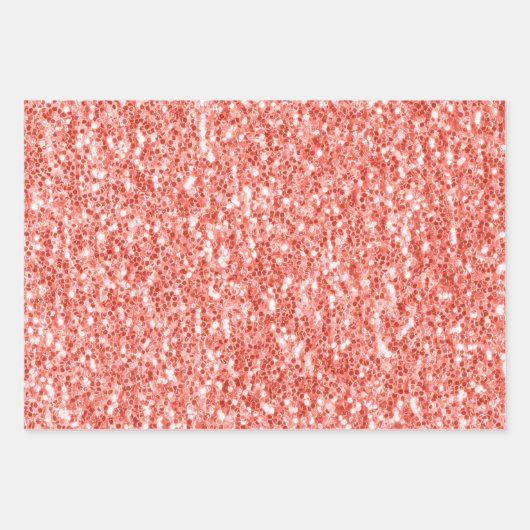 Heet roze magenta en koraal fonkelt faux glitter inpakpapier vel (Voorkant 3)
