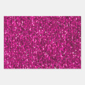 Heet roze magenta en koraal fonkelt faux glitter inpakpapier vel (Voorkant)
