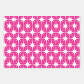 Heet Roze Magenta Helder Retro Starburst Patroon Inpakpapier Vel (Voorkant)
