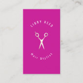 Heet Roze Magenta Modern Haarstylist Gouden Schaar Visitekaartje (Voorkant)