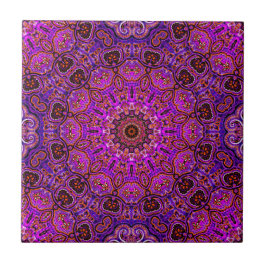 Heet Roze Mandala Kaleidoscopisch Motief Tegeltje