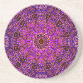 Heet Roze Mandala Kaleidoscopisch Motief Zandsteen Onderzetter
