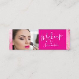 Heet Roze Marmer Script Foto Make-up Mini Visitekaartje