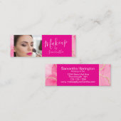Heet Roze Marmer Script Foto Make-up Mini Visitekaartje (Voorkant / Achterkant)