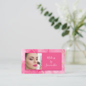 Heet Roze Marmer Script Foto Make-up Visitekaartje (Staand voorkant)