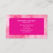 Heet Roze Marmer Script Foto Make-up Visitekaartje (Achterkant)
