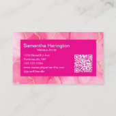 Heet Roze Marmer Script Foto Make-up Visitekaartje (Achterkant)