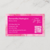 Heet Roze Marmer Script Foto Make-up  Visitekaartje (Achterkant)