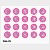Heet Roze Marokkaanse Tegels Lattice Gepersonalise Ronde Sticker (Vel)